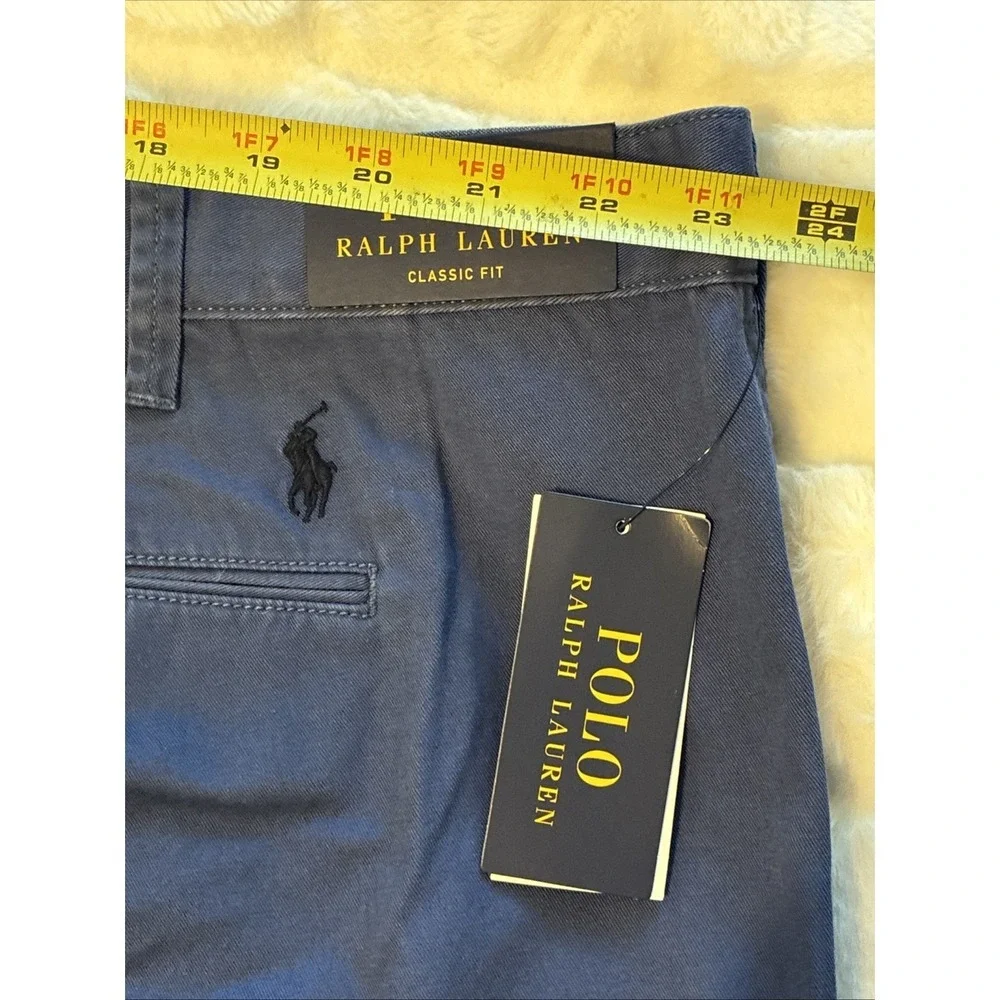 Polo Ralph Lauren Shorts Mens 46B Navy Classic Fit Chino Flat Front Cotton 10